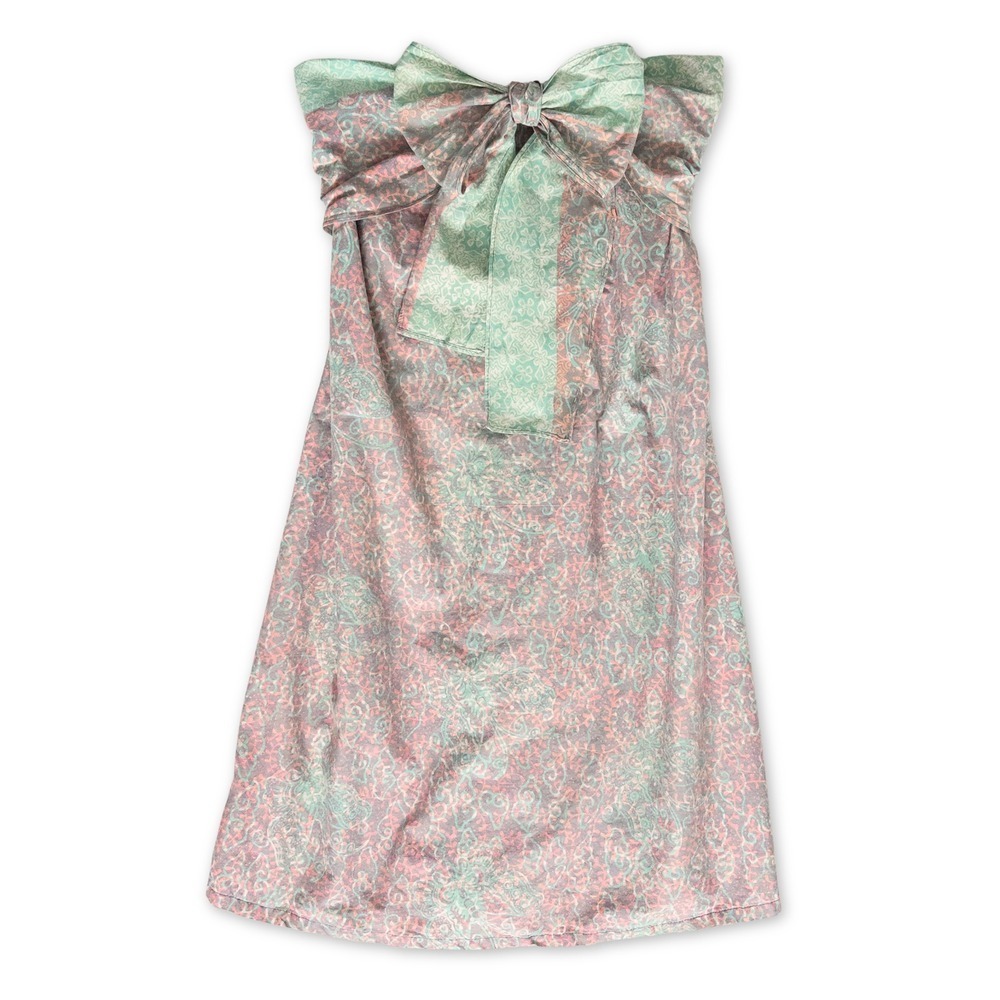 Popiler Strapless Dress Womens M‎ Batik Inspired Bow Boho Soft Grunge Feminine